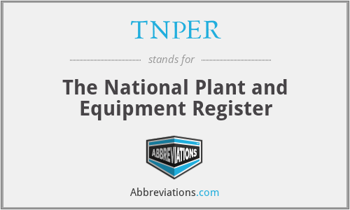 TNPER - The National Plant and Equipment Register