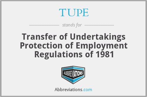 TUPE - Transfer of Undertakings Protection of Employment Regulations of 1981