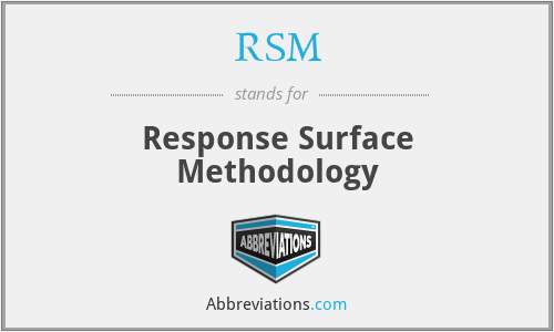 RSM - Response Surface Methodology