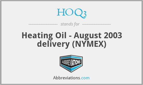 HOQ3 - Heating Oil - August 2003 delivery (NYMEX)