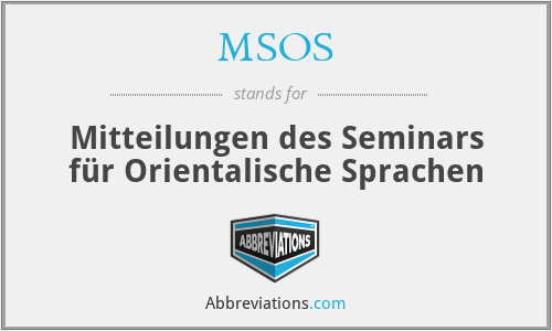 MSOS - Mitteilungen des Seminars für Orientalische Sprachen