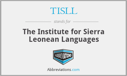 TISLL - The Institute for Sierra Leonean Languages