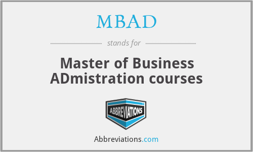MBAD - Master of Business ADmistration courses