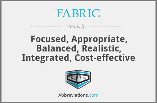 FABRIC - Focused, Appropriate, Balanced, Realistic, Integrated, Cost-effective