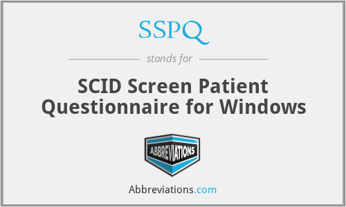 SSPQ - SCID Screen Patient Questionnaire for Windows