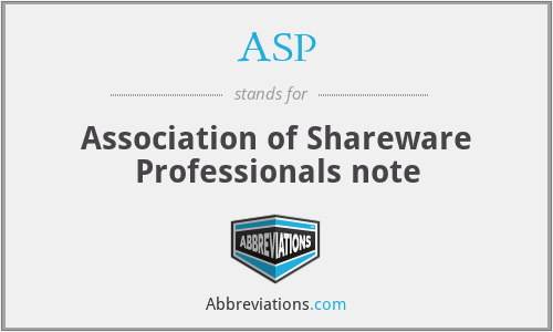 ASP - Association of Shareware Professionals note
