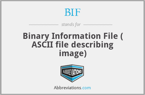 BIF - Binary Information File ( ASCII file describing image)