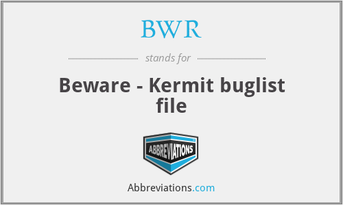BWR - Beware - Kermit buglist file
