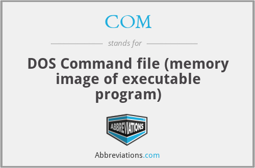 COM - DOS Command file (memory image of executable program)