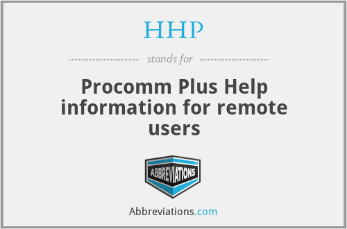 HHP - Procomm Plus Help information for remote users
