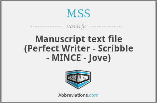 MSS - Manuscript text file (Perfect Writer - Scribble - MINCE - Jove)
