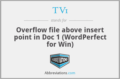 TV1 - Overflow file above insert point in Doc 1 (WordPerfect for Win)