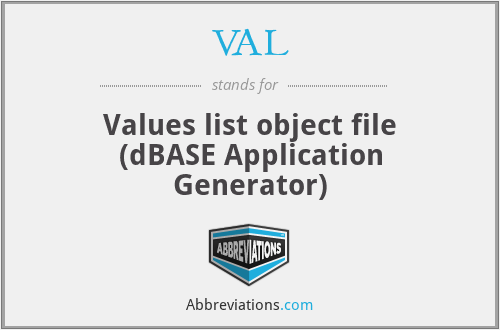 VAL - Values list object file (dBASE Application Generator)