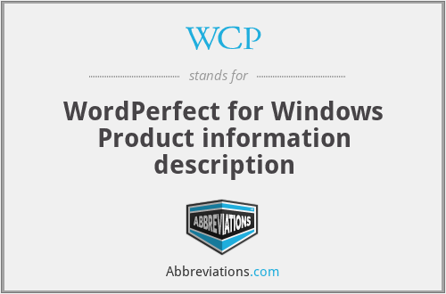 WCP - WordPerfect for Windows Product information description