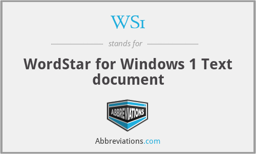 WS1 - WordStar for Windows 1 Text document