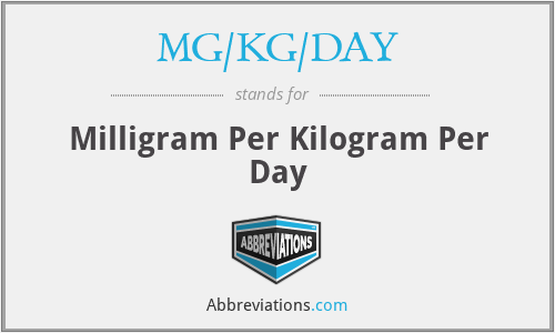 MG/KG/DAY - Milligram Per Kilogram Per Day