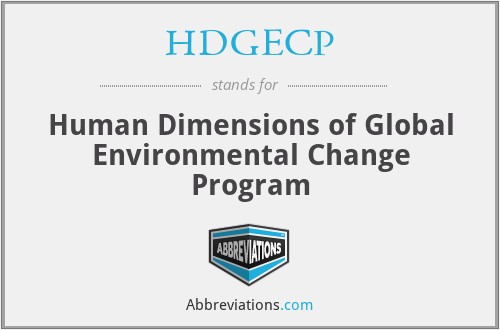 HDGECP - Human Dimensions of Global Environmental Change Program