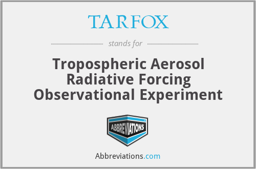 TARFOX - Tropospheric Aerosol Radiative Forcing Observational Experiment