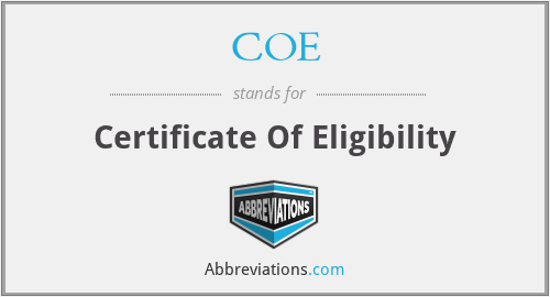 COE - Certificate Of Eligibility