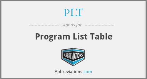 PLT - Program List Table