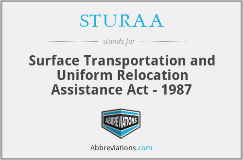 STURAA - Surface Transportation and Uniform Relocation Assistance Act - 1987