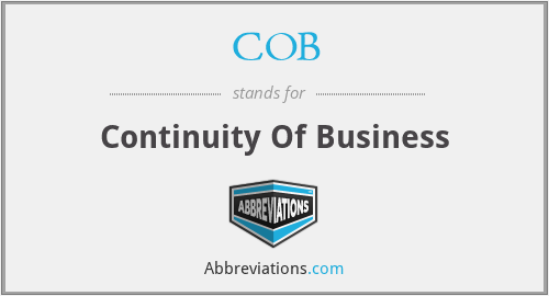 COB - Continuity Of Business
