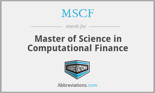 MSCF - Master of Science in Computational Finance