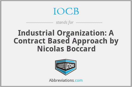IOCB - Industrial Organization: A Contract Based Approach by Nicolas Boccard