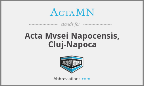 ActaMN - Acta Mvsei Napocensis, Cluj-Napoca