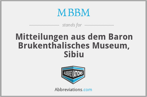 MBBM - Mitteilungen aus dem Baron Brukenthalisches Museum, Sibiu