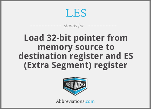 LES - Load 32-bit pointer from memory source to destination register and ES (Extra Segment) register