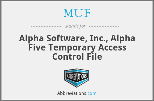 MUF - Alpha Software, Inc., Alpha Five Temporary Access Control File