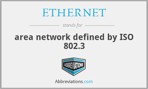 ETHERNET - area network defined by ISO 802.3
