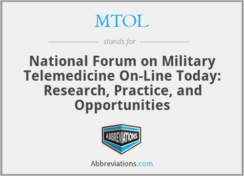 MTOL - National Forum on Military Telemedicine On-Line Today: Research, Practice, and Opportunities