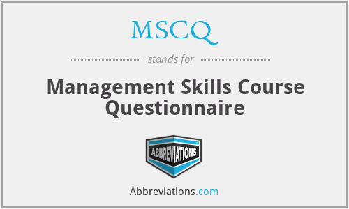 MSCQ - Management Skills Course Questionnaire