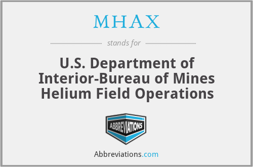 MHAX - U.S. Department of Interior-Bureau of Mines Helium Field Operations
