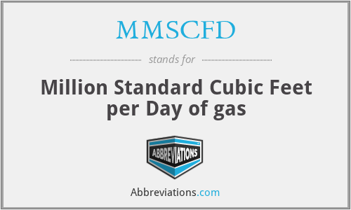 MMSCFD - Million Standard Cubic Feet per Day of gas