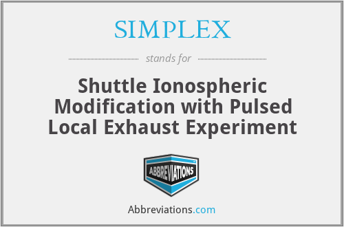 SIMPLEX - Shuttle Ionospheric Modification with Pulsed Local Exhaust Experiment