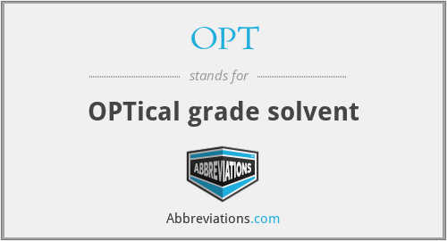OPT - OPTical grade solvent