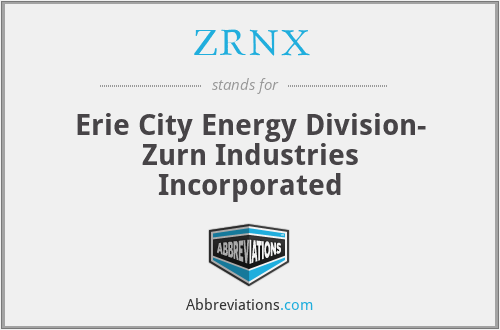ZRNX - Erie City Energy Division- Zurn Industries Incorporated