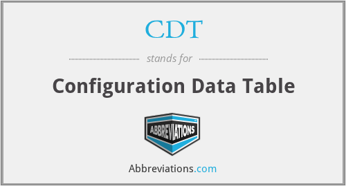 CDT - Configuration Data Table