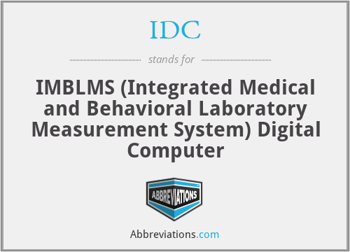 IDC - IMBLMS (Integrated Medical and Behavioral Laboratory Measurement System) Digital Computer