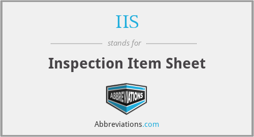 IIS - Inspection Item Sheet