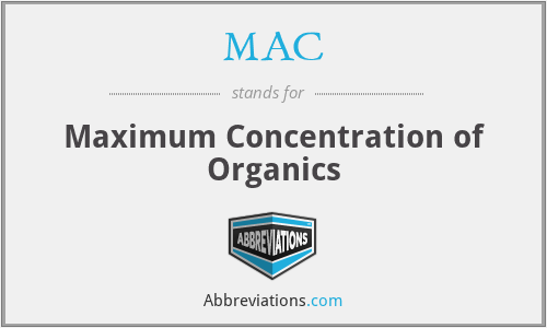 MAC - Maximum Concentration of Organics