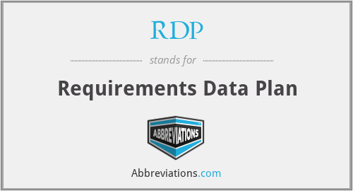 RDP - Requirements Data Plan