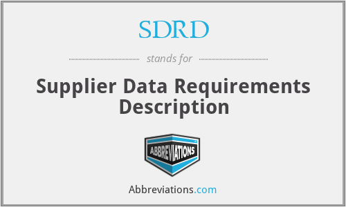 SDRD - Supplier Data Requirements Description