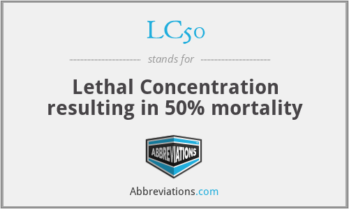 LC50 - Lethal Concentration resulting in 50% mortality