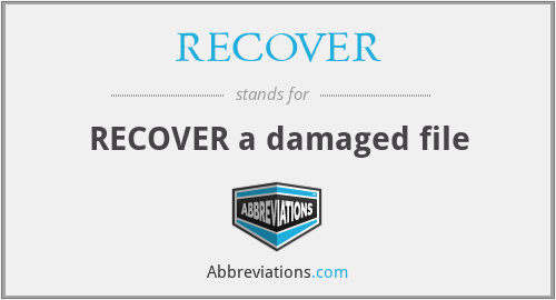 RECOVER - RECOVER a damaged file