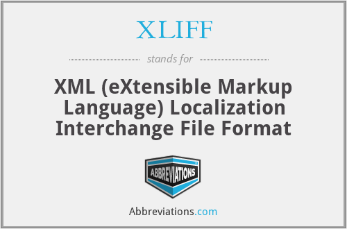 XLIFF - XML (eXtensible Markup Language) Localization Interchange File Format
