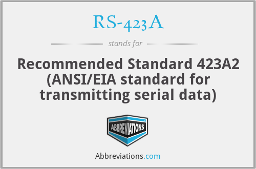 RS-423A - Recommended Standard 423A2 (ANSI/EIA standard for transmitting serial data)